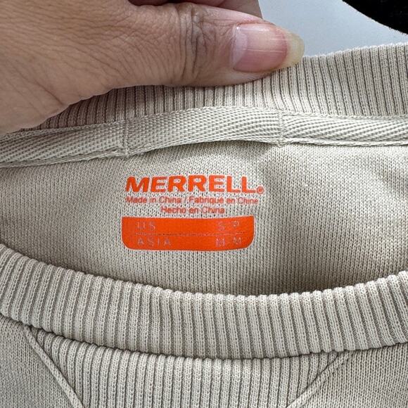 Merrell Heart Crew Neck Fleece sweatshirt size S minimalist Gorpcore beige - Picture 5 of 6
